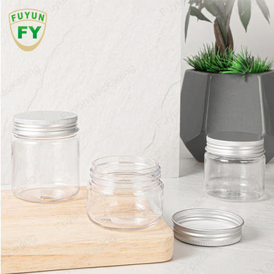 ظروف بدون BPA از مواد غذایی پلاستیکی PET شیشه گرد کوکی شفاف با درب برای بسته بندی آب نبات