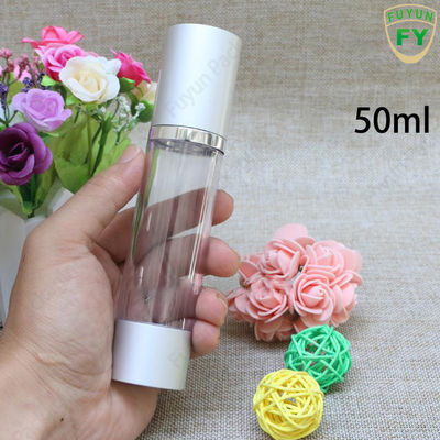 بطری پمپ بدون هوا نقره ای ، بطری پلاستیکی 50 میلی لیتر لوسیون آرایشی
