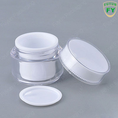از شیشه های آرایشی اکریلیک ، شیشه های دو جداره 50 گرمی سفید با درپوش استفاده مجدد کنید