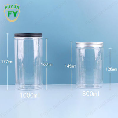 شفاف ذخیره سازی مواد غذایی آب نبات شیشه دهانه پهن سفید PET پلاستیک 100ml 300ml