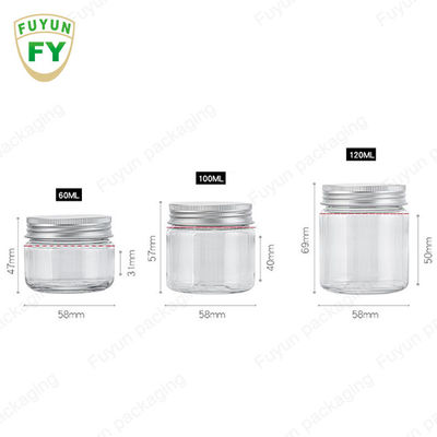 ظروف بدون BPA از مواد غذایی پلاستیکی PET شیشه گرد کوکی شفاف با درب برای بسته بندی آب نبات