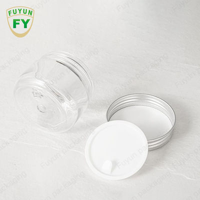 ظروف بدون BPA از مواد غذایی پلاستیکی PET شیشه گرد کوکی شفاف با درب برای بسته بندی آب نبات